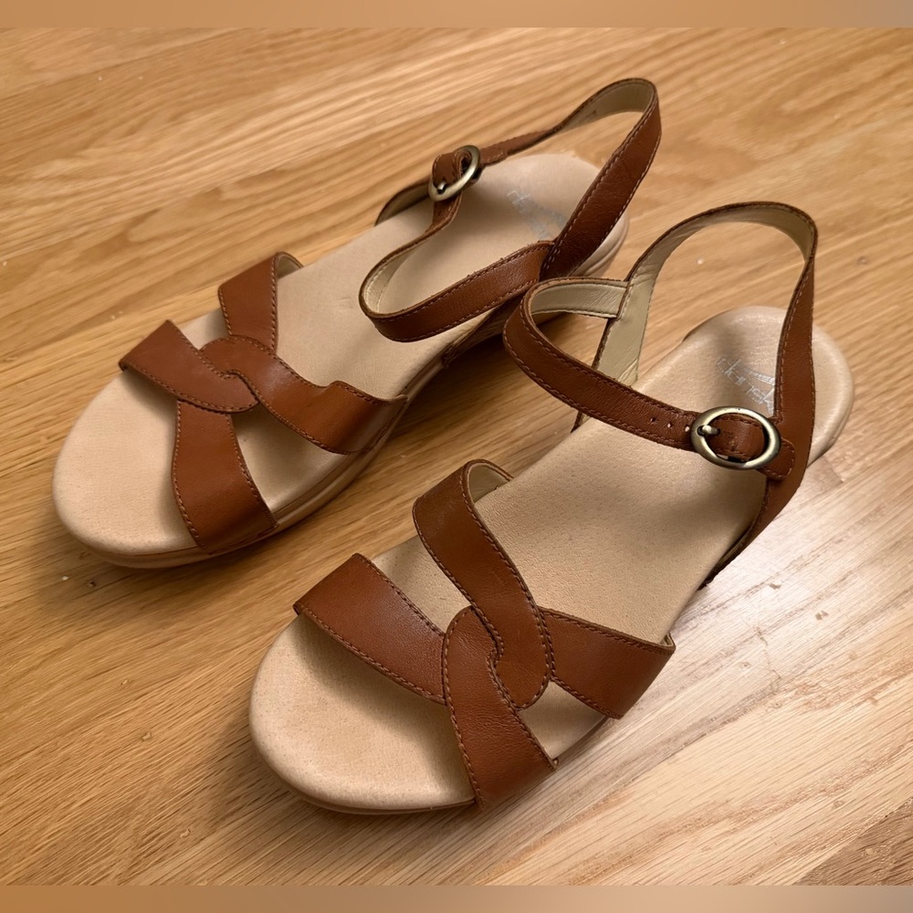 Dansko Brown Sandals - Karmen Burnished Calf Wedge